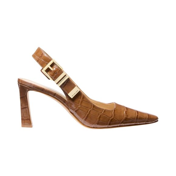 Michael Michael Kors Crocodile Print Darrington Sling Pumps Chestnut Brown 10M - Picture 9 of 11